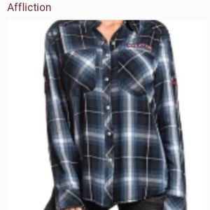 Affliction Women's Plaid Button Up Shirt Size M